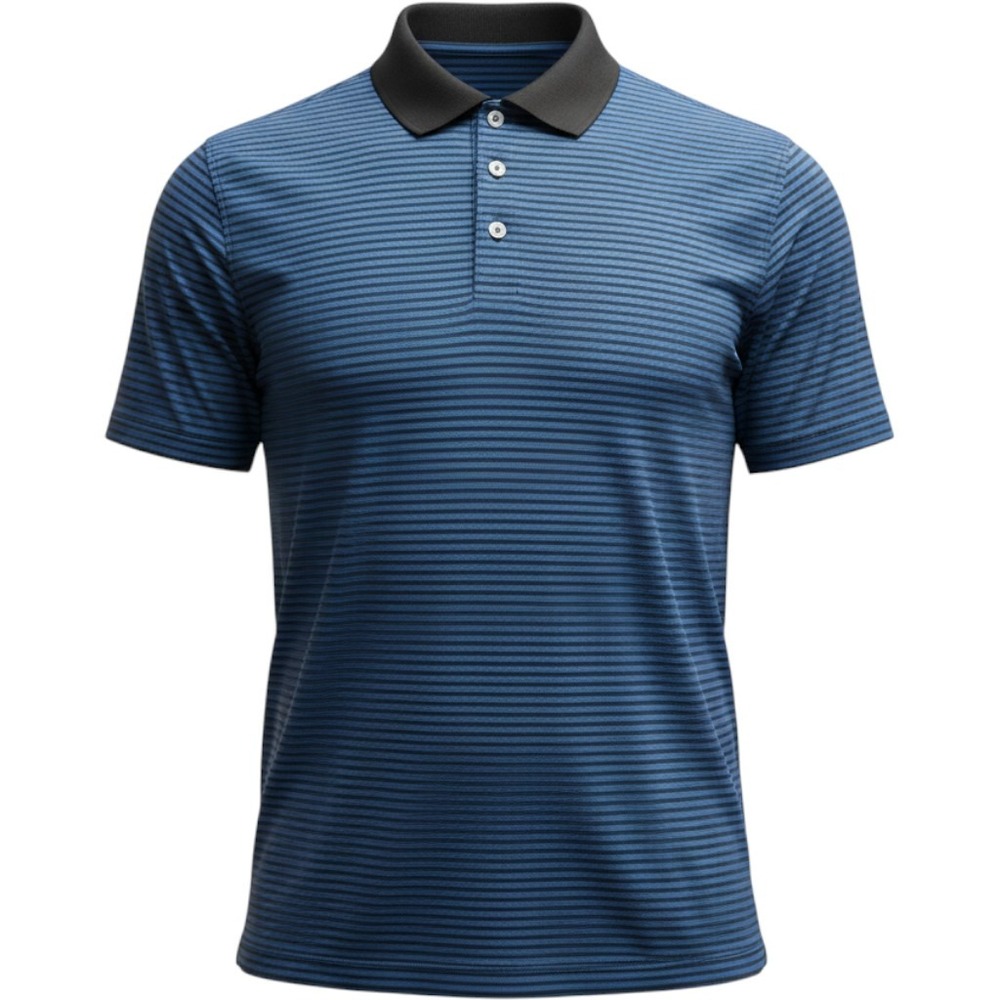 (B4) PGA Tour Airflux Polo Shirt Mens XXL Blue Striped Short Sleeve Golf Top